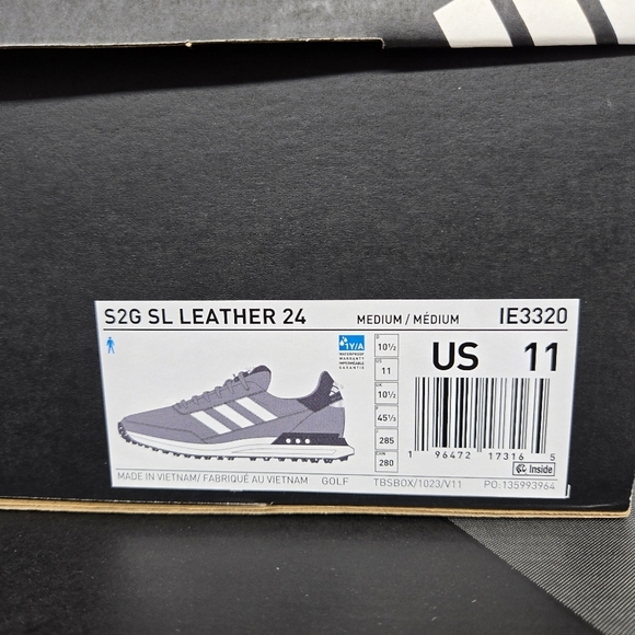 New adidas S2G 24 Leather Spikeless Golf Grey Cloud White Men\'s Shoes Size 11